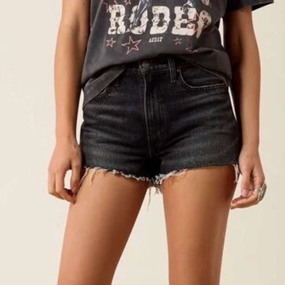 Ariat Denim Ultra High Rise Tomboy Shorts Jazmine Black Pittsburg Size 26